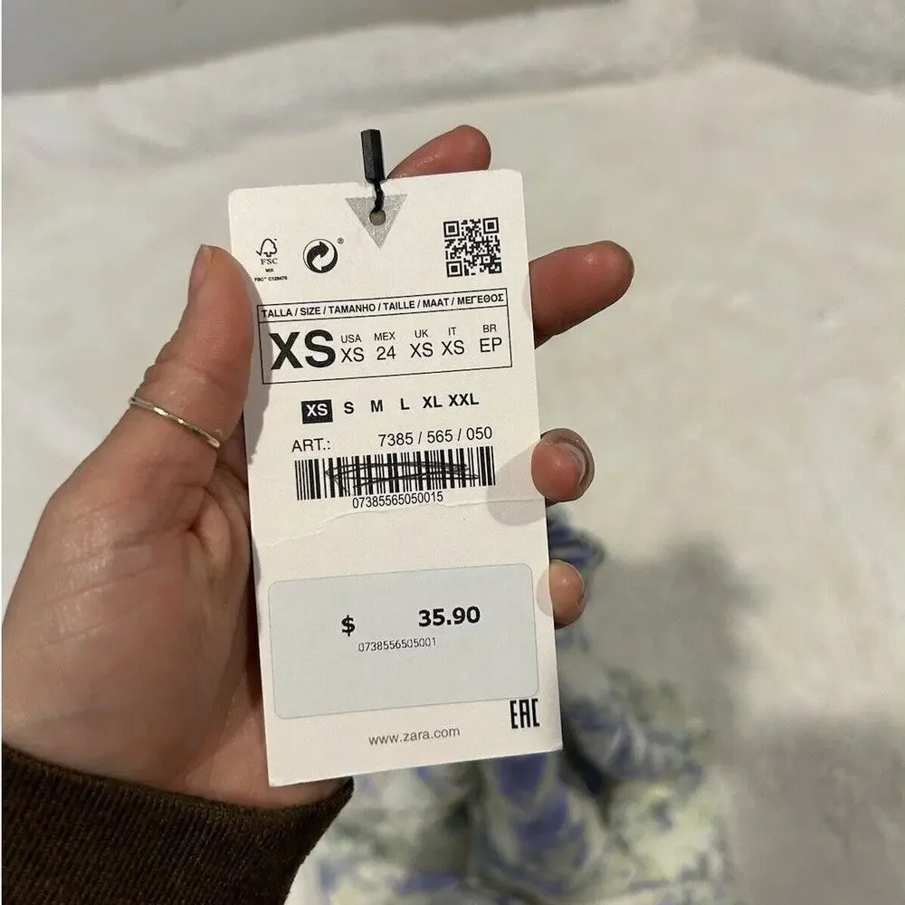 NWT Zara Mini Pastel Tie‎ Dye Print Skater Skirt Women’s Size XS - Picture 4 of 5